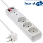 InLine 16431Q ki&scaron;tukinis lizdų blokas CEE 7/3, 3 lizdai, apsauga nuo vir&scaron;įtampių, jungiklis, baltas
