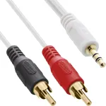InLine garso kabelis 2x RCA patinas / 3,5 mm patinas stereo baltas/auksinis 3 m