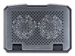 Hama 00126807 aliumininis ne&scaron;iojamojo kompiuterio au&scaron;inimo stovas, reguliuojamo pokrypio, 2 ventiliatoriai, iki 39,6 cm (15,6 colio), juodas