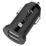 Techly Mini automobilinis įkroviklis 2 USB-A prievadai 12W / 2.4A juodas