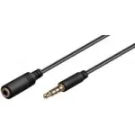 Wentronic Goobay 3,5 mm garso ilginimo laidas, juodas, 0,5 m &ndash; 3,5 mm ki&scaron;tukas (4 kontaktai, stereo) > 3,5 mm lizdas (4 kontaktai, stereo) (62476)
