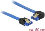DeLOCK 84985 SATA 6 Gb/s jungiamasis kabelis, tiesus lizdas ir kairinis kampinis lizdas, metalinės apkabos, 0,5 m, mėlynas