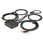 StarTech.com SV211HDUA4K 2 prievadų HDMI KVM jungiklis - 4K 60Hz - kompakti&scaron;kas dviejų prievadų UHD/Ultra HD USB stalinis KVM jungiklis su integruotais 1,2 m kabeliais ir garsu - maitinamas per USB - nuotolinis perjungimas - MacBook ThinkPad