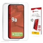 Apsauginio stiklo ir dėklo rinkinys e.v.i., skirtas Google Pixel 9a &ndash; grūdintas stiklas, ECO montavimo rėmelis, permatomas, atsparus įbrėžimams