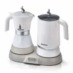 Ariete 1344 Pusryčių stotelė, 3 prietaisai viename: Moka puodas, virdulys, kar&scaron;to ir &scaron;alto pieno putotuvas, 500 W, 2/4 puodeliai, palaiko kavą &scaron;iltą, 5 funkcijos, balta