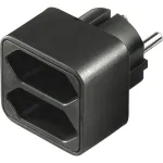 Maitinimo adapteris 1x įžemintas ki&scaron;tukas > 2x Euro lizdai, juodas, vietą taupantis skirstytuvas