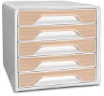 CEP Office Solution Smoove Silva Drawer Box 5 Drawers White/Beech Polystyrene Patented