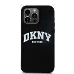 DKNY DKHMP16LSNYACH Kietas Dėklas, Skirtas Apple iPhone 16 Pro 6,3 colio, Silikoninis, Juodas su Baltu Spausdintu Logotipu, MagSafe