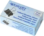 WESTCOTT 12 Foldback Clips, 19 mm, Black/Silver, 12 Pieces