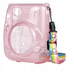 LOVEINSTANT apsauginis dėklas, skirtas Fujifilm Instax Mini 11 &ndash; permatomas rožinis su blizgučiais