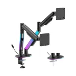 HISMART Dvigubo monitoriaus dujinis spyruoklinis laikiklis 17&ndash;35 inch ekranams su RGB ap&scaron;vietimu, juodas