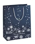 SIGEL GT110 Silver Snowflakes Dovanų mai&scaron;elių rinkinys, 3 vnt., dengtas popierius, baltos tekstilės virvelės rankenos, metalinis blizgesys, Kalėdoms ir žiemos &scaron;ventėms, 230 x 180 x 100 mm