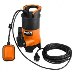 NEO TOOLS 04-745 Povandeninis purvinų vandenų siurblys 400W, 8000 l/h, 5 m pakėlimo auk&scaron;tis, plūdinis jungiklis, 10 m laidas