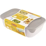 Curver Fresh & Go maisto laikymo indų rinkinys, 3 stačiakampiai indai, 2L + 1L + 0,5L, permatomi su spalvotais sandariais dangčiais