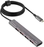 Renkforce RF-USBCH-200 1+4 prievadų USB-C USB 3.2 Gen 1 kelių prievadų &scaron;akotuvas su aliuminio korpusu (RF-6700798)