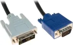 Exertis Connect DVI-A vyri&scaron;kas į VGA vyri&scaron;kas adapterio kabelis, Single Link, 10 m, juodas, su varžtais 127731