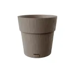 STEFANPLAST Ethica gėlių vazonas su padėklu, 25x25 cm, rudos spalvos, 8,5 l, perdirbtas plastikas