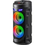 Defender CRASHBOOM 16W ne&scaron;iojamas Bluetooth garsiakalbis su karaokės funkcija, FM, LED, TWS, mikrofonu ir nuotolinio valdymo pulteliu - juodas