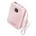 Vienas i&scaron; galingiausių ne&scaron;iojamųjų akumuliatorių Vention FKAP0-C 10000 mAh, 2&times; USB-C + 1&times; USB-A, 22.5 W, Rožinė