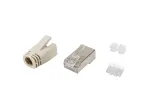 Equip Cat.6A RJ45 ekranuotas ki&scaron;tukų rinkinys 100 vnt. nerūdijančio plieno permatomas baltas