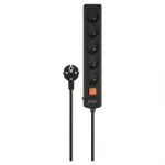 Prailginimo laidas SAVIO LZ-16 &mdash; 1,8 m, 5 AC lizdų, vidaus naudojimui, 210&ndash;250 V, 50 Hz, 2500 W, juodas