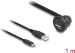 DeLOCK USB 2.0 laidas USB-A ki&scaron;tukas ir USB-C ki&scaron;tukas į USB-A lizdą 90&deg; kampu ir USB-C lizdą 90&deg; kampu 1 m juodas