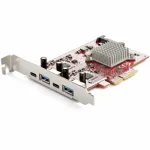 StarTech.com 4 prievadų USB PCIe kortelė - 10Gbps USB PCI Express i&scaron;plėtimo kortelė su 2 valdikliais - 2x USB-C ir 2x USB-A prievadai (USB 3.2/3.1 Gen 2) - USB/USB-C PCI-e kortelė - Pilnas profilis