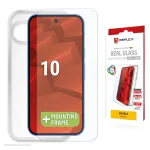Grūdintas stiklo apsauginis stikliukas su dėklu, skirtas Google Pixel 10, e.v.i. (DISPLEX Real Glass + Dėklas)