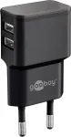Wentronic goobay Dvigubas USB įkroviklis - Maitinimo adapteris - 12 W - 2,4 A - 2 i&scaron;ėjimo prievadai (USB) - Juoda (44951)