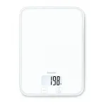 Beurer KS 19 Pure White skaitmeninės virtuvinės svarstyklės su sensoriniais mygtukais, 5 kg, 1 g, taros funkcija, LCD ekranu