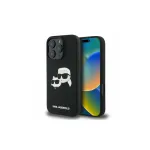 Karl Lagerfeld KLHMP16LSKCHPPLK iPhone 16 Pro 6,3 colio juodas silikoninis dėklas su dvigubų galvų ra&scaron;tu, MagSafe