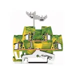 WAGO 280-517 dviejų auk&scaron;tų įžeminimo gnybtų blokas, 4 laidininkų, 2,5 mm&sup2;, CAGE CLAMP, žaliai geltonas