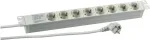 HEINRICH KOPP PROFIversal maitinimo paskirstymo blokas (PDU) &ndash; 19 inch stelažinis, 8x Schuko CEE 7/3 lizdai, apsauga nuo vir&scaron;įtampių, 2 m laidas, 16 A, 250 V, sidabrinis