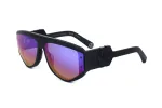 PHILIPP PLEIN SPP093M-703V Vyri&scaron;ki kvadratiniai pilotiniai akiniai nuo saulės, juodas acetato rėmelis, pilki polikarbonatiniai lę&scaron;iai, UV400 apsauga, 65/16/145 mm