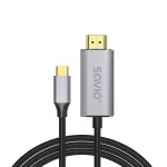 SAVIO USB-C į HDMI 2.0b laidas 1 m sidabrinis CL-170