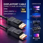Qoltec DisplayPort v2.1 laidas, vyri&scaron;kas&ndash;vyri&scaron;kas, 8K 54G 5m, juodas