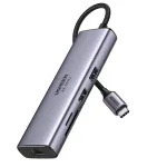 UGREEN 60515 7 viename USB-C &scaron;akotuvas, 4K 60Hz HDMI, Ethernet, 100 W PD, pilkas