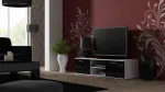 Cama Meble SOHO 140 TV komoda, balta/juoda blizgi
