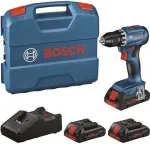 Bosch GSR 18V-45 Professional 18V akumuliatorinis gręžtuvas-suktuvas su 3x 2.0Ah Li-Ion baterijomis, 45 Nm be&scaron;epetėliu, L-BOXX 102, įkrovikliu 0615A5002N