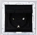 HEINRICH KOPP 954050001 įleidžiamas Schuko lizdas su atlenkiamu dangteliu, IP44, 16 A, 250 V, juodas