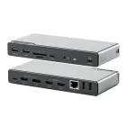 ALOGIC DV4 &ndash; 16-in-1 USB-C dokavimo stotelė su DisplayLink, 3x HDMI, DP, 1GbE