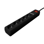 Gembird SPG5-U2-5-02 ilgintuvas su USB įkrovikliu, 5 ki&scaron;tukiniai lizdai, 1,5 m, 2x USB, juodas