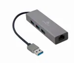 Gembird A-AMU3-LAN-01 USB-A į Gigabit LAN adapteris su 3 prievadų USB 3.0 &scaron;akotuvu, juodas
