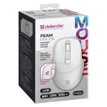 Defender Feam MM-296 52297 belaidė kompiuterio pelė, tylūs paspaudimai, optinė, 1600 DPI, USB, balta