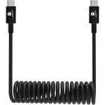 DEQSTER 50-736669 spiralinis USB-C į USB-C įkrovimo kabelis, 0,8 m, juodas