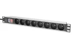 DIGITUS 1U aliumininis PDU, montuojamas į stelažą, 8x CEE 7/5 ki&scaron;tukiniai lizdai, 16A, 4000W, 250VAC 50/60Hz