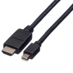 ROLINE vaizdo / garso kabelis DisplayPort / HDMI, 32 AWG, Mini DisplayPort (M) &ndash; HDMI (M), 1 m, ekranuotas, juodas (11.04.5790)