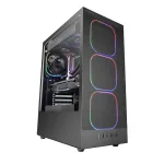Korpusas TACENS MARS MC‑NEBULA Midi Tower su grūdintu stiklu, keturiais 120 mm aRGB ventiliatoriais, palaiko ATX, GPU iki 30,2 cm