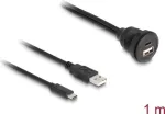 DeLOCK USB 2.0 kabelis USB Type-A ki&scaron;tukas ir USB Type-C ki&scaron;tukas į USB Type-A lizdą ir USB Type-C lizdą 1 m juodas
