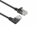 ACT Black 0,15 m U/UTP CAT6A LSZH plonas pataisos kabelis su RJ45 jungtimis 90&deg; kampu į de&scaron;inę iki tiesios